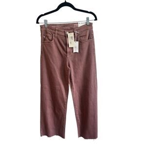 AG Los Angeles NWT Saige Wide Leg Crop Jeans Sz 26 Sulfur Pink Red Mid Rise